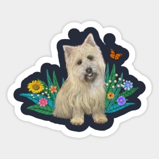 A Cairn Terrier Watches a Butterfly Sticker